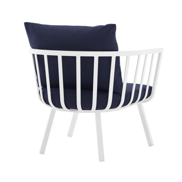 Modway Riverside Modern Fabric Outdoor Armchair in White Navy (Set of 2) Online Sale - Image 4