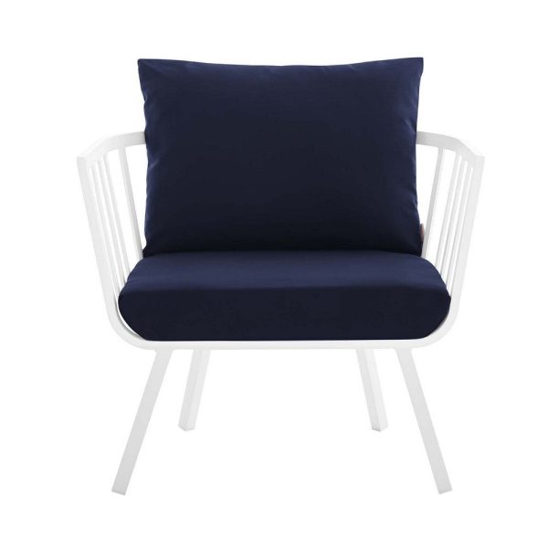 Modway Riverside Modern Fabric Outdoor Armchair in White Navy (Set of 2) Online Sale - Image 5