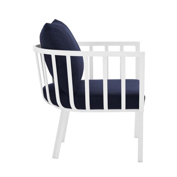 Modway Riverside Modern Fabric Outdoor Armchair in White Navy (Set of 2) Online Sale - Image 3