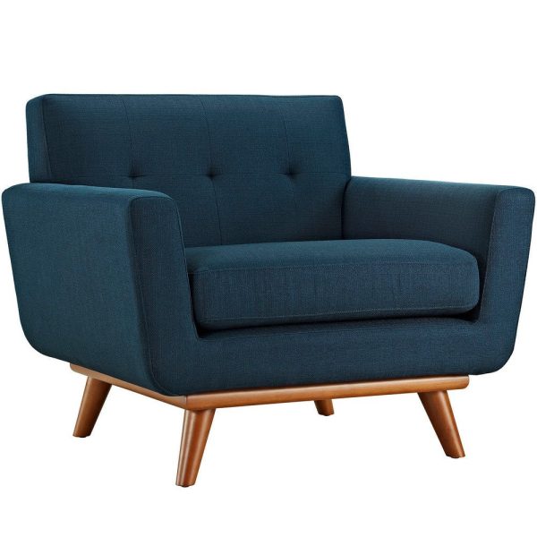 Modway Engage Mid-Century Modern Upholstered Fabric Accent Armchair and Ottoman in Azure Online - Image 2