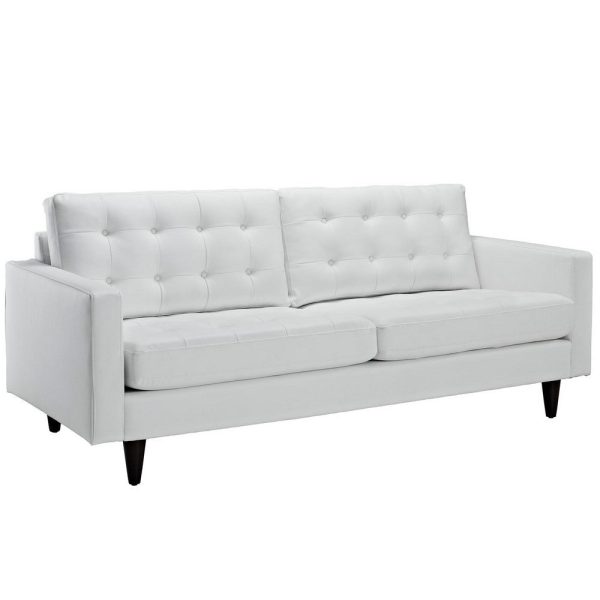 Modway Empress Mid-Century Modern Upholstered Leather Sofa and Armchair Set White on Sale - Image 4