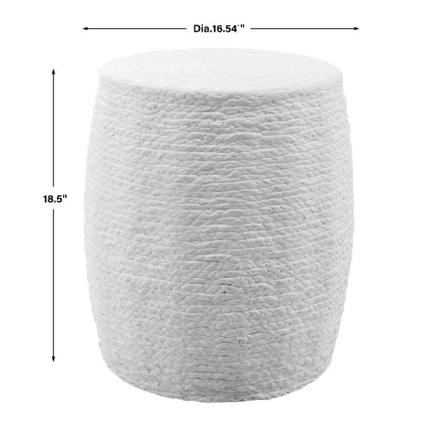 Uttermost Resort White Accent Stool By Casagear Home For Sale - Image 3